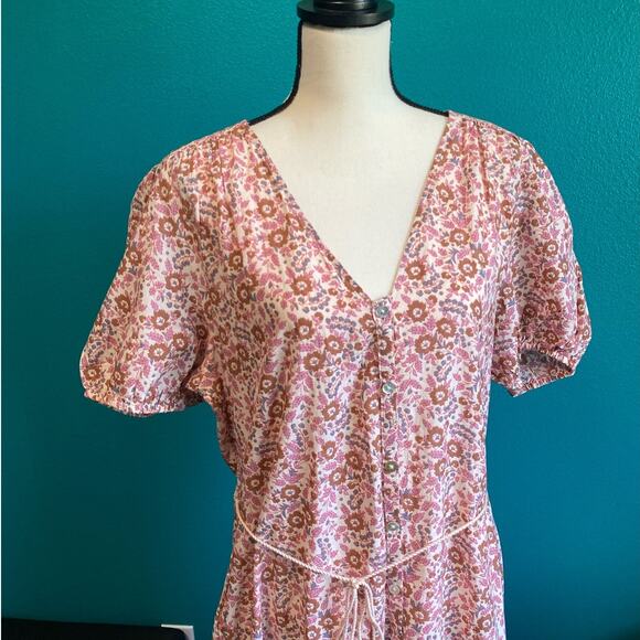 Faherty Orinda Floral Print Organic Cotton Maxi Dress Women's XL - Picture 2 of 10